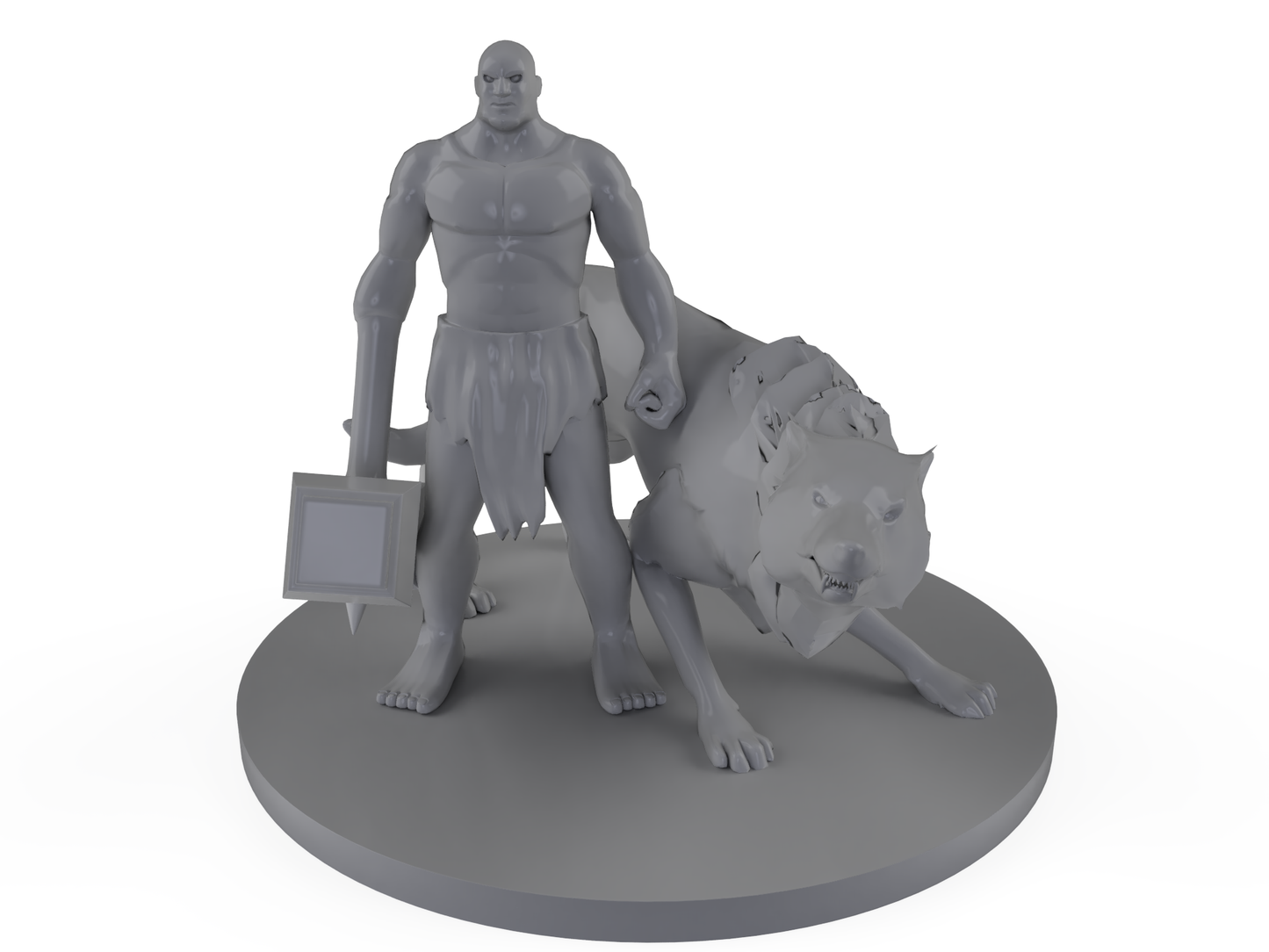 Mountain Barbarian With Wolf Tabletop DND Gaming Miniature