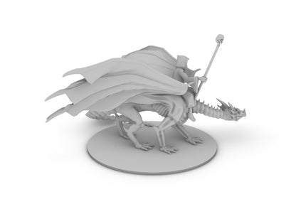 Necromancer Mounted on Undead Dragon Tabletop DND Gaming Miniature