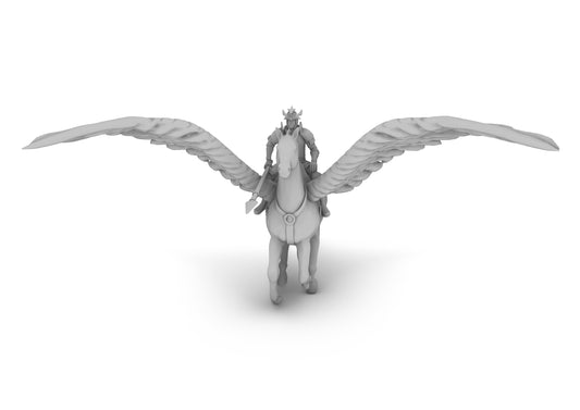 Paladin on a Pegasus Tabletop DND Gaming Miniature