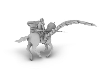 Paladin on a Pegasus Tabletop DND Gaming Miniature