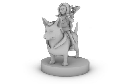 Pixie Warrior on a Corgi Tabletop DND Gaming Miniature