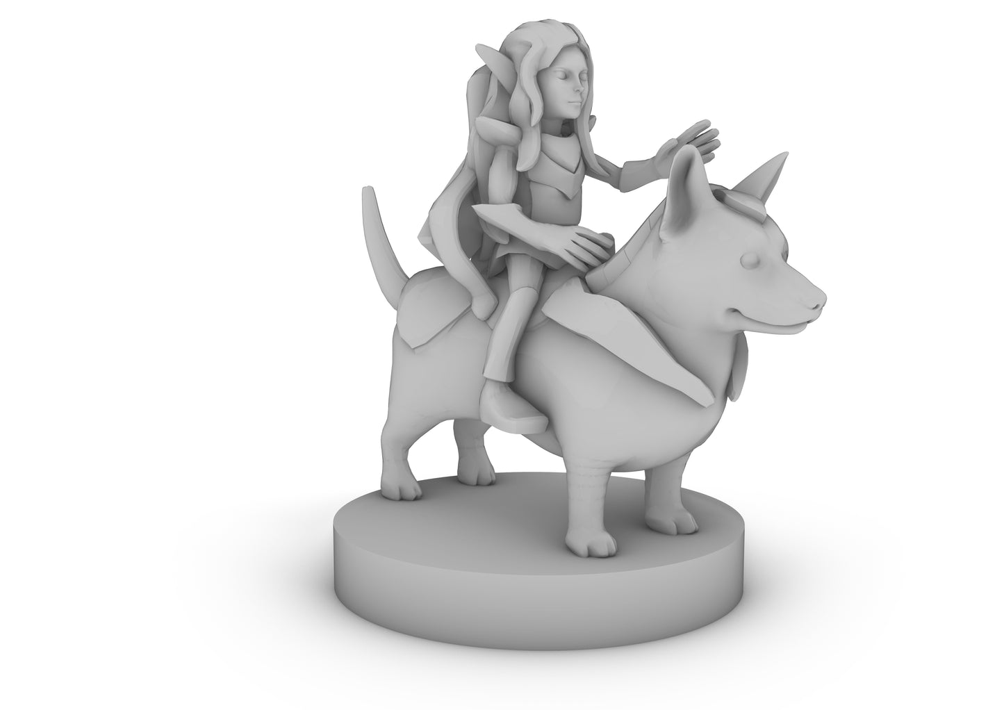 Pixie Warrior on a Corgi Tabletop DND Gaming Miniature