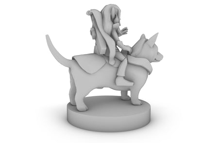 Pixie Warrior on a Corgi Tabletop DND Gaming Miniature