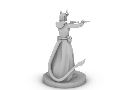 Tiefling Female Gunslinger two pistols Tabletop DND Gaming Miniature