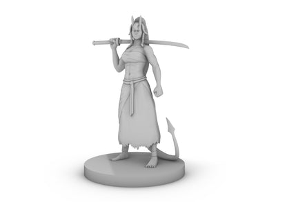 Tiefling Female Kensai Monk Tabletop DND Gaming Miniature