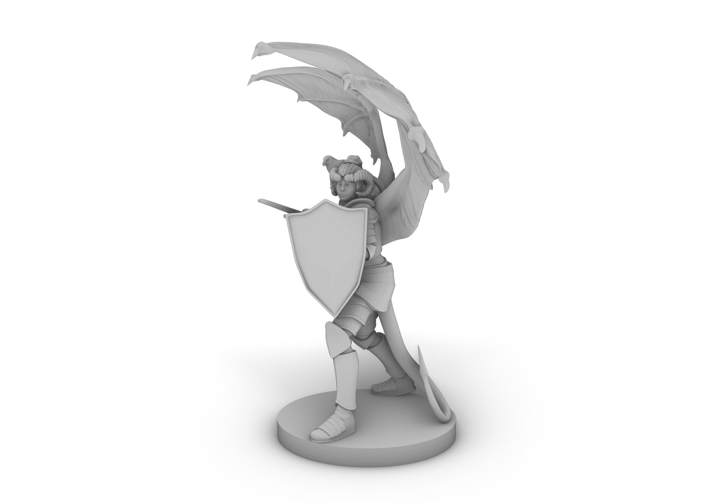 Tiefling Female Paladin Winged Tabletop DND Gaming Miniature