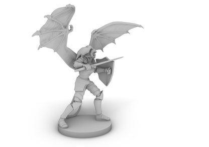 Tiefling Female Paladin Winged Tabletop DND Gaming Miniature