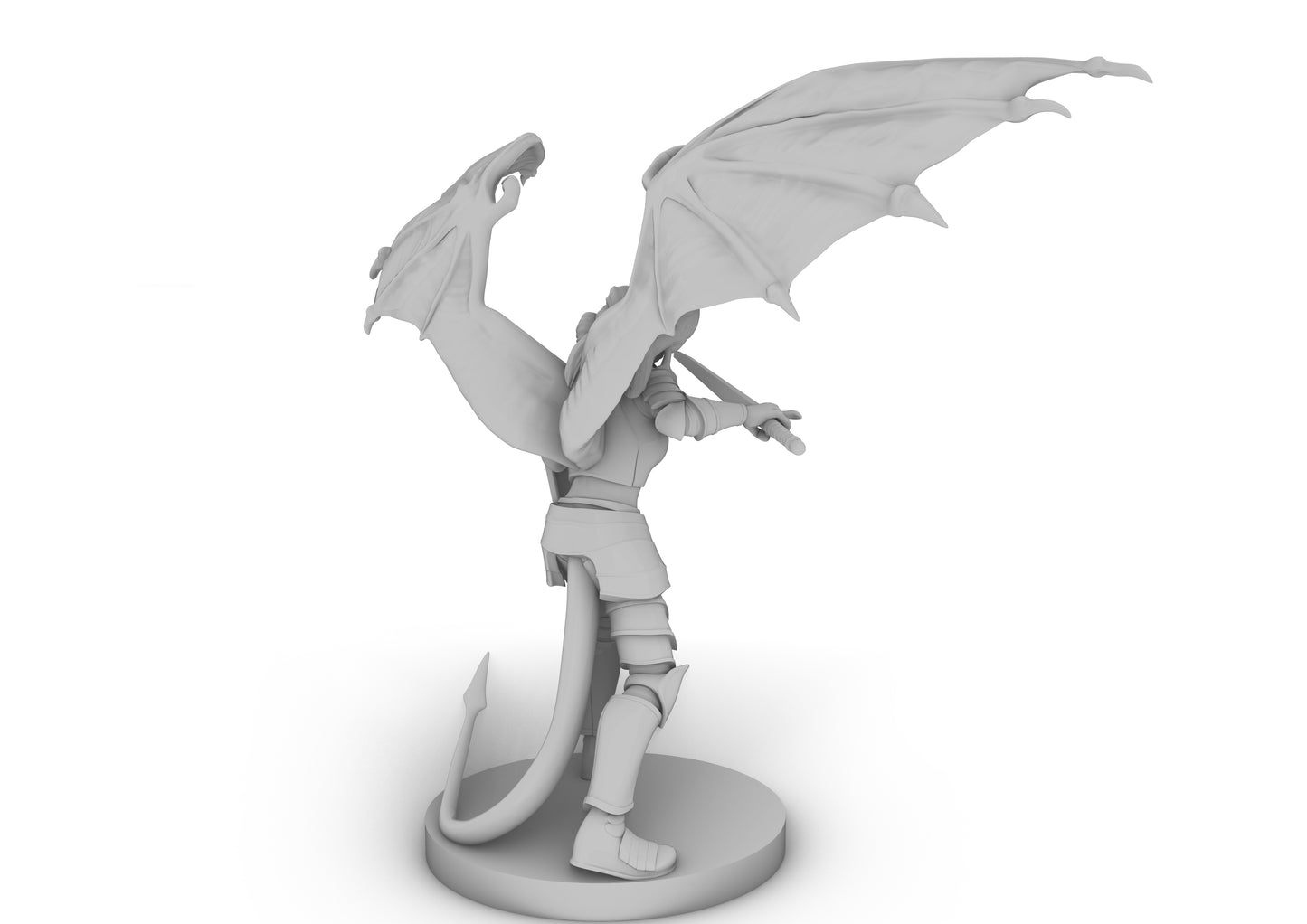 Tiefling Female Paladin Winged Tabletop DND Gaming Miniature