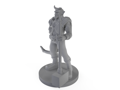 Tiefling Male Barbarian Tabletop DND Gaming Miniature