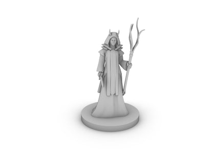 Tiefling Wizard With Archmage robes and Tentacle Staff Tabletop DND Gaming Miniature