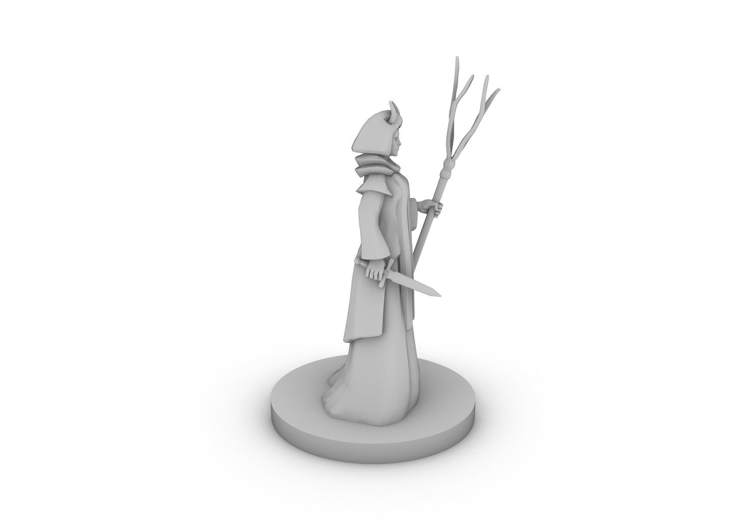 Tiefling Wizard With Archmage robes and Tentacle Staff Tabletop DND Gaming Miniature