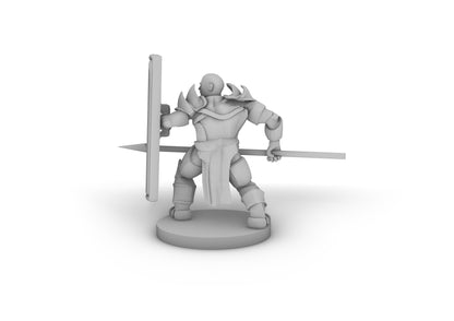 Tower and Shield Spear Paladin Tabletop DND Gaming Miniature